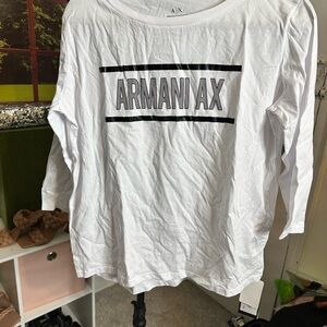 Armani Exchange White Logo Tee Sz L